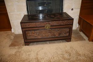 lot 448 image: Asian style Wood carved trunk PICKUP AT GRAND PRAIRIE LOCATION