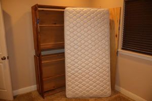 lot 454 image: Twin size bed frame (one twin mattress available) was part of king bed PICKUP AT GRAND PRAIRIE LOCATION