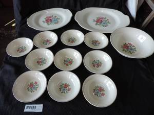 lot 110 image: Vintage Porcelain Dinnerware Set, likely From Bavaria, Featuring A Floral Design