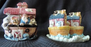 lot 138 image: 2 sets of Noahs Ark salt & pepper shakers
