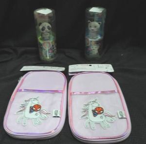 lot 168 image: mix lot to unicorn pencil organizers and panda and dog toy