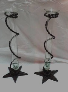 lot 195 image: Single Flower Vases with Star shaped Holder set