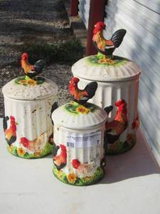 lot 7 image: QTY 3 ROOSTER CANISTERS