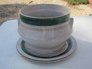 lot 46 image: large soup bowl with matching plate, By Pottery craft