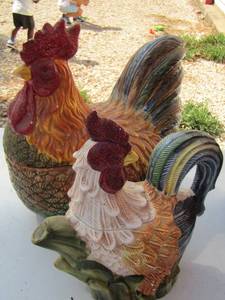 lot 48 image: 2 rooster cookie jars