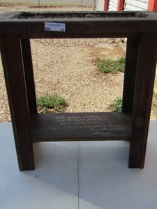 lot 54 image: small wooden rooster egg table  - CHICKEN WIRE TOP 252513