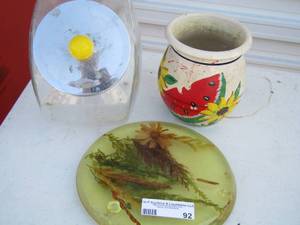 lot 92 image: CANDY JAR, JAR  & POT REST