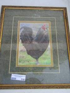 lot 110 image: 1815 framed rooster art
