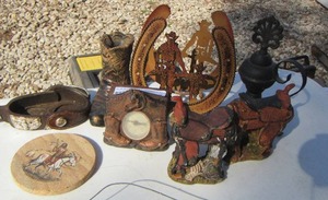 lot 4 image: Western lot- clock- napkin stand- coaster plus