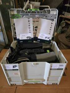 lot 2 image: NEW Festool Cordless Delta Sander Model DTSC 400 Li 3, w 2 Batteries, Manuals, Charger & Hybrid Cord for Corded Operation