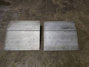 lot 17 image: 2 Heavy Duty Aluminum Wheel Chocks (Previously Used on Firetrucks)