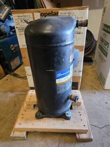 lot 22 image: Copeland Scroll Miracle Series  3-Phase Single Stage Compressor, Model ZP103KCE-TF5-250 Boxed, Untested & Attached to Small Pallet