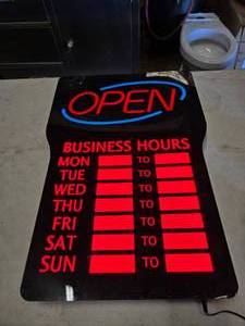 lot 57 image: Lighted Open Sign.  Needs Power Cord
