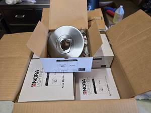lot 64 image: NEW Box of 12 Nora Lighting NL-680N Fully Adjustable Surface Spot Recessed.