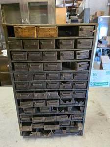 lot 99 image: Small Parts Bin w Misc Thread Taps