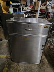 lot 128 image: Vintage Savage Precision Fabrication Mid Century Medical HospitalInfirmary Stainless Cabinet
