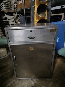 lot 129 image: Vintage Savage Precision Fabrication Mid Century Medical HospitalInfirmary Stainless Cabinet