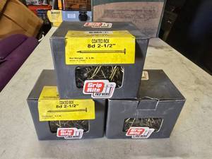 lot 145 image: Lot of 3 Boxes of Grip Rite 8D 2.5 Coated Nails.  5LB Per Box.