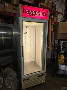 lot 208 image: Master-Bilt IM-23G Glass Front Cabinet Refrigerator.  Has Coolant Leak.