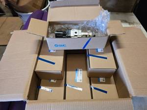 lot 167 image: Box of of 7 NEW SMC Filter Regulators w Gauge, Model AWG20-N01BG1-CZ