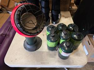 lot 226 image: Portable Propane Heater w Extra Bottles