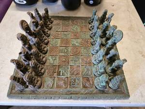 lot 227 image: Super Cool AztecMayan Themed Chess Set