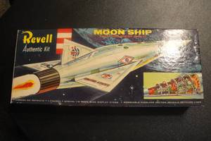 lot 26 image: Collectible Revell Moon Ship Plastic Model Authentic Kit, 1957 Copyright, Original Box