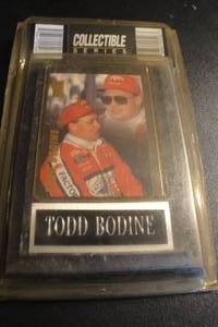 lot 33 image: Removable Todd Bodine VIP Collectors Card in Plastic Sleeve Mounted on Wall Plaque, Sealed in Package