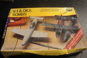 lot 36 image: Collectible Testors 148 Scale V-1 & OKA Bomber Planes Plastic Model Plane Kit, Original Box