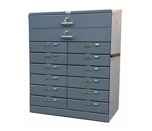 lot 18 image: Winholt Model LT-42-WM, Has 2-Top Drawers and 12-Hinged Drop Down Doors, All lockable- No locks included, 36x20x48, Very Heavy, over 400 lbs. Bring Help, NOTE OFF SITE LOCATION