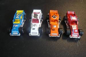 lot 104 image: 4-1987 155 Scale Die Cast Matchbox Modified Racers, 1-#24 Jimmy Spencer, 1-#99 Geoff Bodine, 1-#61 Richie Evans, 1-#38 Jerry Cook, 4X Money
