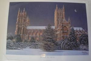 lot 16 image: Washington Cathedral in Washington D.C.  In God We Trust Print By Randy Peyton, Limited Edition 105 of 1100 with COA About 30x 21 12