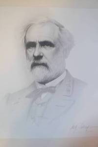 lot 27 image: 1997 Robert E. Lee Signed Pencil Sketch Print by Gary Saderup, About 20 x 24