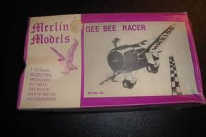 lot 143 image: 1-Merlin Models 172 Scale Plastic Model  GeeBee Racer Plane, Kit # 32