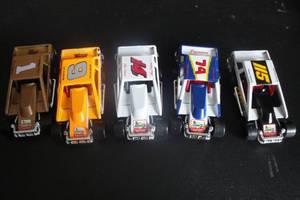 lot 166 image: 5-166 Scale 1992 Die Cast Matchbox Dirt Racers, 1-#1 Doug Hoffman, 1-#9 Bob McCreadie, 1-#14 Alan Johnson, 1-#74 Rick Elliott, 1-#115 Kenny Freemont, 5 X Money