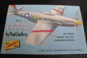 lot 194 image: Paul Lindberg A True Scale US Bomber Escort Plastic Model Plane Construction Kit, Kit 341739, Unopened Box