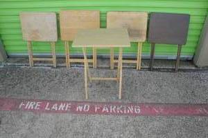 lot 116 image: Lot of 5 Wooden Foldable Tray Tables