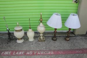 lot 138 image: Lot of Six Table Lamps, Mixed Styles and Sizes, Some May Need Light Repair