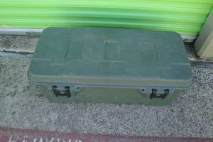 lot 181 image: Plano Sportsmen Trunk On Wheels, 108 Qt., Model 1919-02, 4 Lockable Flip Latches (2 Per Side), About 34x15x13