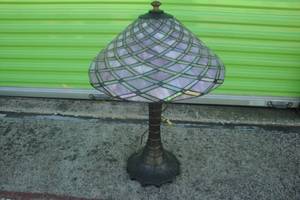 lot 2 image: Tiffany Style Lamp, Colour Creations Timeless Serenity by Tania Bricel, Overall Height about 30 Shade about 20 round x 9