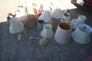 lot 197 image: 1- X Large Lot of Lamp Shades, Mixed Styles, Colors and Sizes