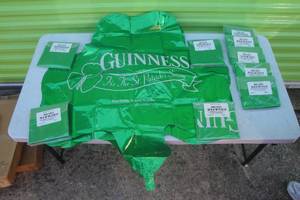lot 38 image: 10 Unopened Packs of Large Guinness Its The St. Patricks Season Inflatable Foil Balloons. About 32x 29 10 x Money