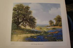 lot 193 image: Hill Country Bluebonnets Print By Paul Turner, Distributed By Art Forever, About 23x20