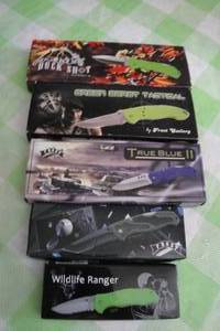 lot 217 image: 5- Knives, Mixes Sizes, Styles and Brands, 5 X Money