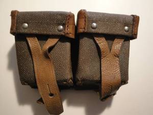 lot 222 image: 20- Vintage Mosin Nagant, 2-Pouch Mag Pouch, Note  X-Money