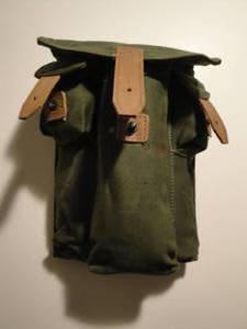 lot 225 image: 20- Vintage AK-3-Cell Military Mag Pouch And has 2-Small Side Pouches, Note  X-Money
