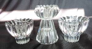 lot 16 image: crystal candle holders. lot of 3