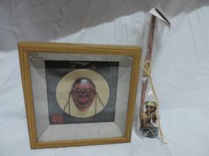 lot 22 image: Hahoe Tal (Hahoe Mask)  incense holder with incense