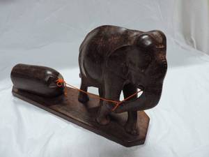 lot 63 image: Ironwood hand carved elephant made in India