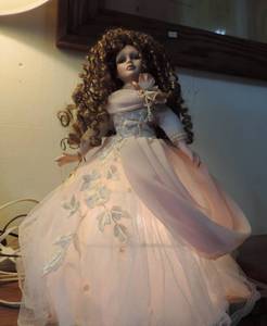 lot 89 image: Porcelain doll night light approximately 17 inches tall